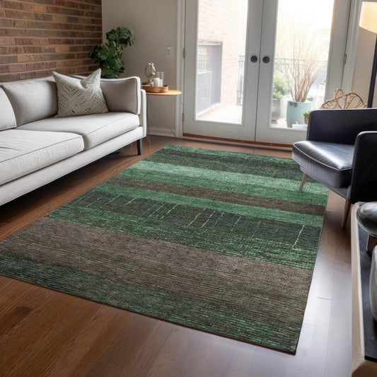 Ashuryn Green Washable Indoor - Outdoor Rug - LOOMLAN - LOOMLAN Rugs - Outdoor Rugs