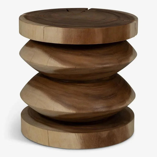 Asnee Natural Solid Chamcha Wooden Side Table - LOOMLAN - Urbia - Side Tables