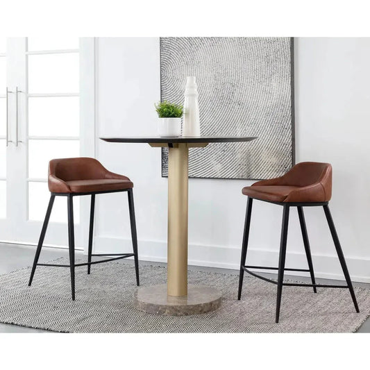 Astra Leather Low Back Counter Stool - LOOMLAN - SUNPAN - Counter Stools