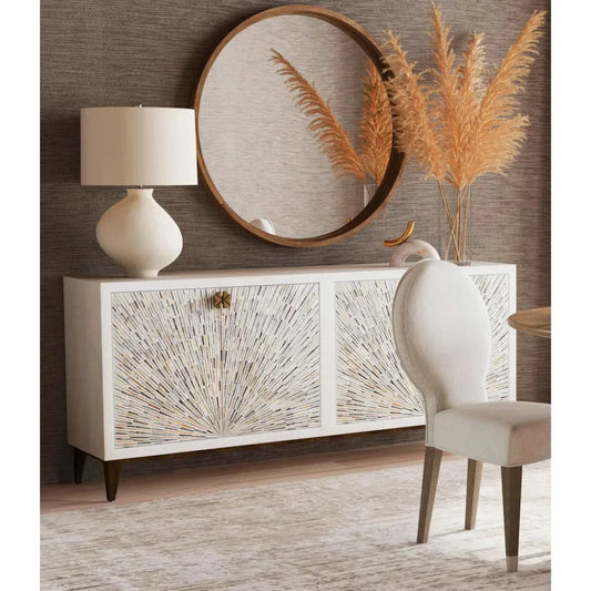 Astrid Mango Wood and Metal White Server - LOOMLAN - Bassett Mirror - Sideboards