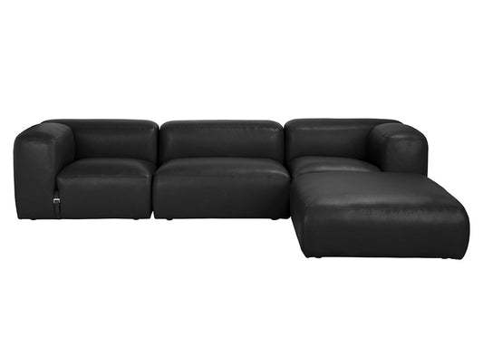 Augustus Black Leather Modular Sofa-Modular Sofas-Noir-LOOMLAN