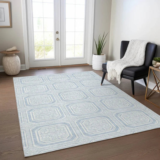Auralis Blue Washable Indoor - Outdoor Rug - LOOMLAN - LOOMLAN Rugs - Outdoor Rugs