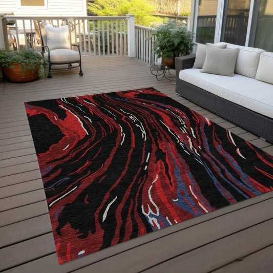 Aureva Black Washable Indoor-Outdoor Rug-Outdoor Rugs-LOOMLAN Rugs-LOOMLAN