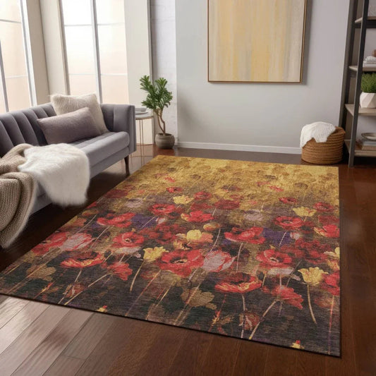 Aurora Gold Washable Indoor-Outdoor Rug-Outdoor Rugs-LOOMLAN Rugs-LOOMLAN