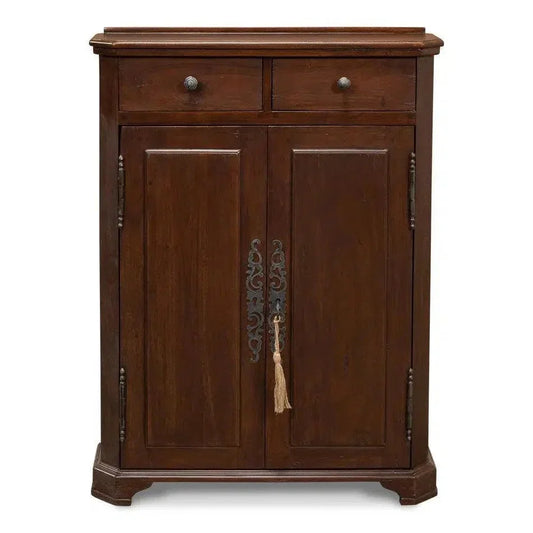 Austrian Hall Cabinet Walnut Slim Cabinet Drawers - LOOMLAN - Sarreid - Accent Cabinets
