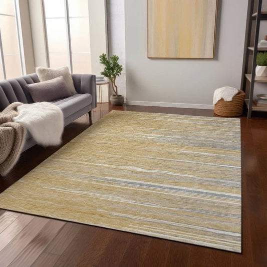 Ayra Gold Washable Indoor-Outdoor Rug-Outdoor Rugs-LOOMLAN Rugs-LOOMLAN