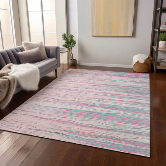 Ayra Pink Washable Indoor-Outdoor Rug-Outdoor Rugs-LOOMLAN Rugs-LOOMLAN