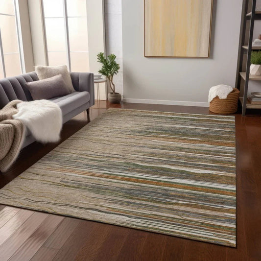Ayra Taupe Washable Indoor-Outdoor Rug-Outdoor Rugs-LOOMLAN Rugs-LOOMLAN