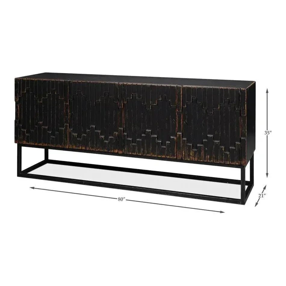 Aztec Black Sideboard Black Buffet for Dining Room - LOOMLAN - Sarreid - Sideboards