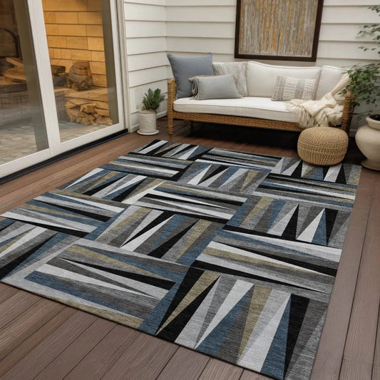 Azura Black Washable Indoor-Outdoor Rug-Outdoor Rugs-LOOMLAN Rugs-LOOMLAN