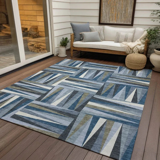 Azura Blue Washable Indoor-Outdoor Rug-Outdoor Rugs-LOOMLAN Rugs-LOOMLAN