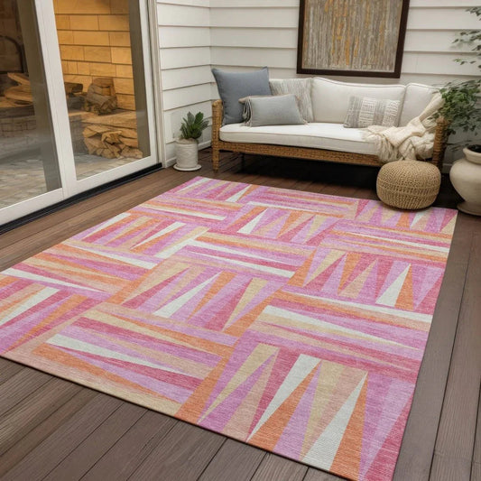 Azura Pink Washable Indoor-Outdoor Rug-Outdoor Rugs-LOOMLAN Rugs-LOOMLAN
