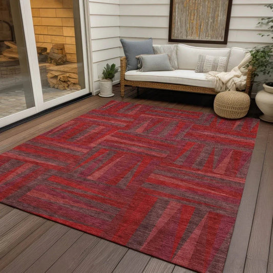 Azura Red Washable Indoor-Outdoor Rug-Outdoor Rugs-LOOMLAN Rugs-LOOMLAN