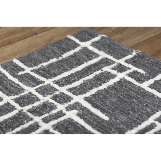 Baab Geometric Charcoal Area Rugs For Living Room - LOOMLAN - LOOMLAN - Area Rugs