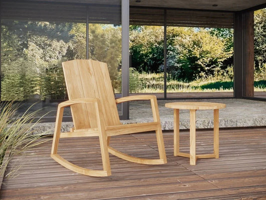 Bainbridge Teak Patio Rocking Armchair-Outdoor Accent Chairs-HiTeak-LOOMLAN