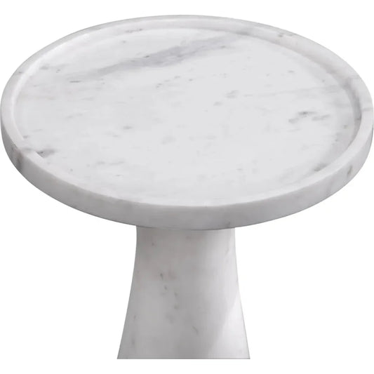 Baird White Marble Round Accent Table - LOOMLAN - Bassett Mirror - Side Tables
