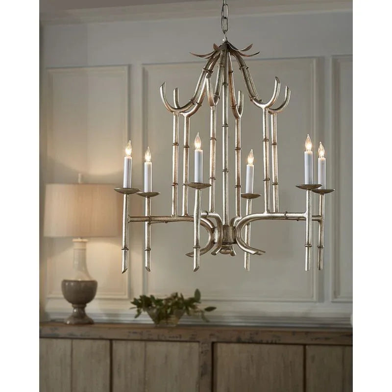 Bamboo Modern Silver Chandelier - LOOMLAN - Wildwood - Chandeliers