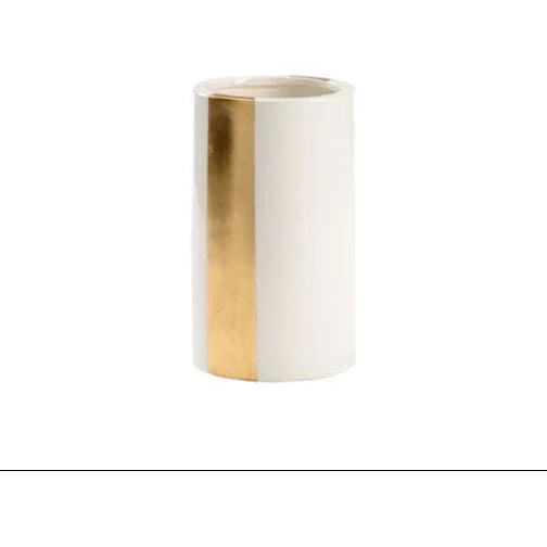 Banded Ceramic White Vase - LOOMLAN - Chelsea House - Vases & Jars