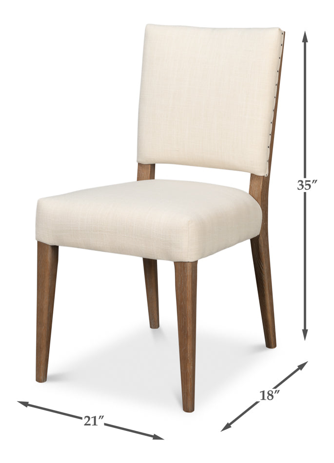 Bauhaus Ivory Linen Armless Dining Chair (Set Of 2)