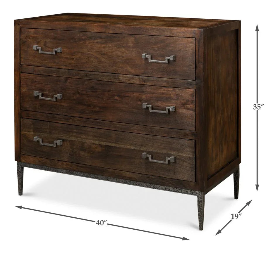 Bauhaus Three Drawer Wood Chest - LOOMLAN - Sarreid - Chests