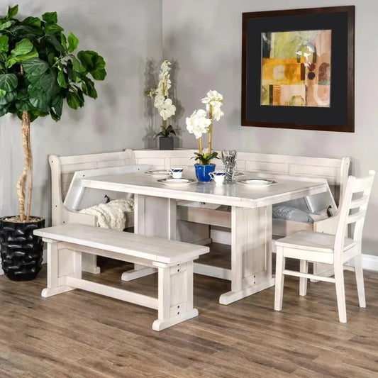 Bayside Cream Breakfast Nook Dining Set-Dining Table Sets-Sunny D-LOOMLAN