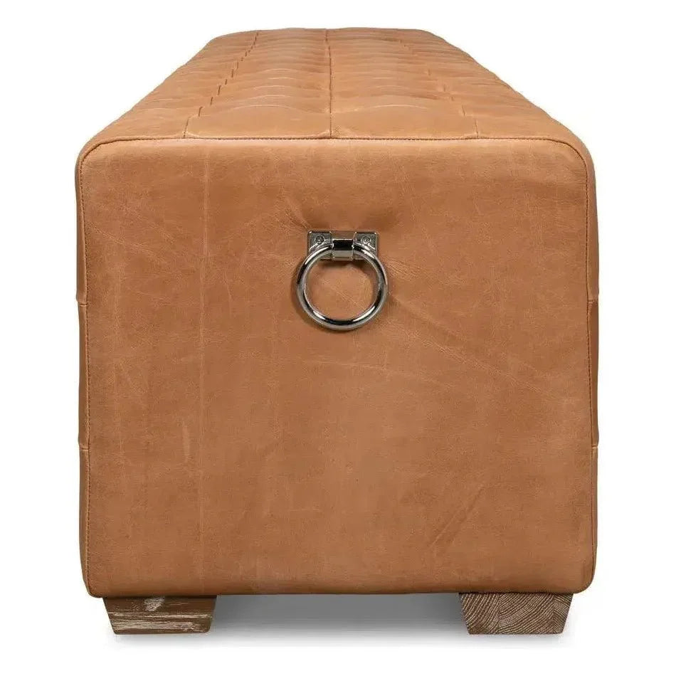 Beam Bench Tufted Leather - LOOMLAN - Sarreid - Bedroom Benches