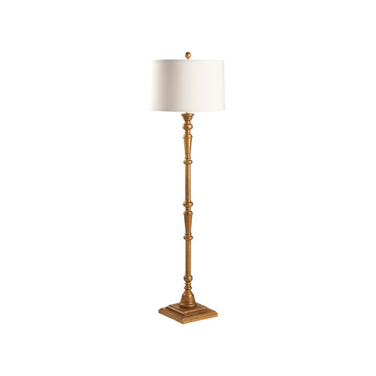 Beatrice Wooden Gold Floor Lamp-Floor Lamps-Chelsea House-LOOMLAN