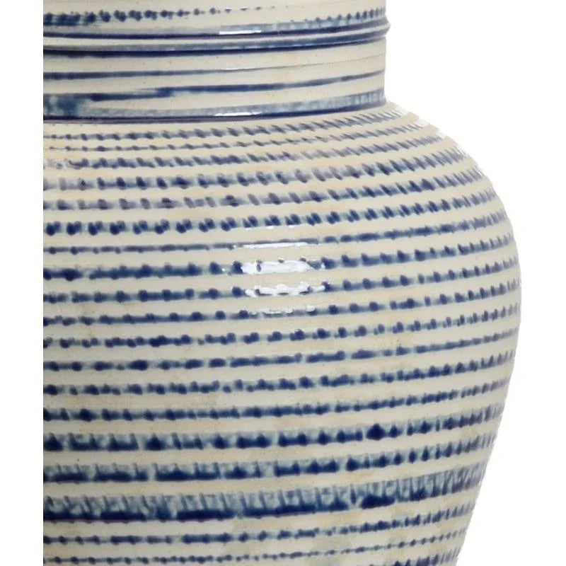 Beehive Blue Ceramic And Gold Accents Urn Table Lamp - LOOMLAN - Chelsea House - Table Lamps