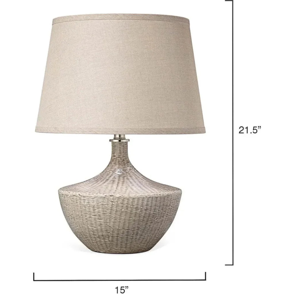 Beige Ceramic Basketweave Table Lamp - LOOMLAN - Jamie Young - Table Lamps