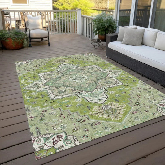 Bellaya Green Washable Indoor-Outdoor Rug-Outdoor Rugs-LOOMLAN Rugs-LOOMLAN