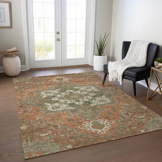 Bellaya Rust Washable Indoor-Outdoor Rug-Outdoor Rugs-LOOMLAN Rugs-LOOMLAN