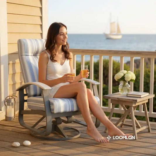 Belle Isle Cushion Supreme Swivel Rocker Arm-Outdoor Accent Chairs-Telescope-LOOMLAN