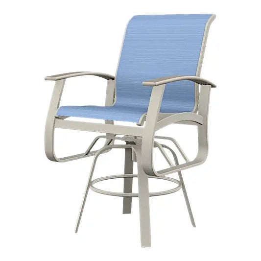 Belle Isle Sling Balcony Height Swivel MGP Arm Chair-Outdoor Accent Chairs-Telescope-LOOMLAN