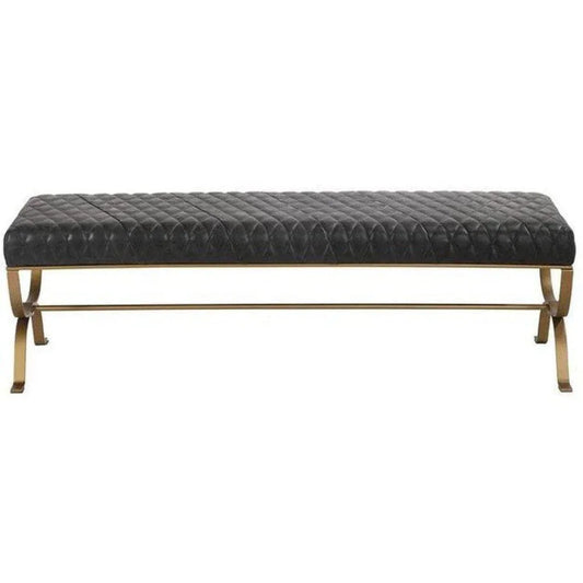Bench Onyx Black Leather Black Art Deco - LOOMLAN - Moe's Home - Bedroom Benches