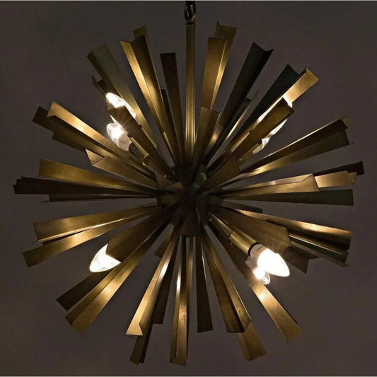 Bero Metal Chandelier With Brass Finish - LOOMLAN - Noir - Chandeliers