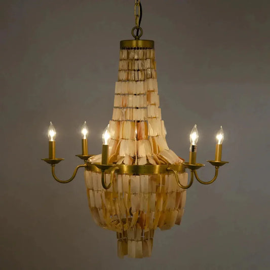 Bijou Metal & Shells Chandelier Antique Brass - LOOMLAN - Noir - Chandeliers