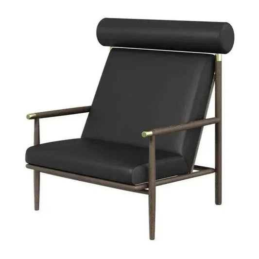 Biko Lounge Chair Black Leather With Solid - LOOMLAN - SUNPAN - Accent Chairs