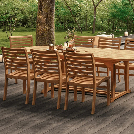 Birmingham Teak Stackable Patio Dining Chair 4PC-Outdoor Dining Chairs-HiTeak-LOOMLAN