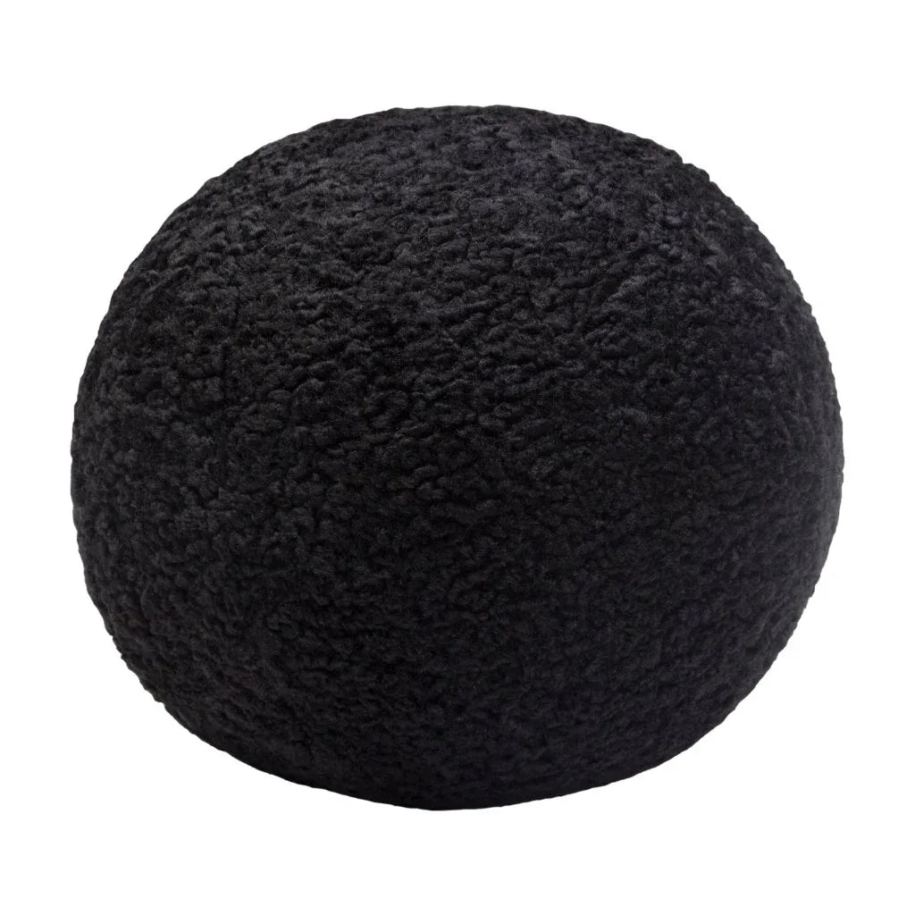 Black Faux Sheepskin Round Accent Pillow (Set of 2) - LOOMLAN - Diamond Sofa - Throw Pillows