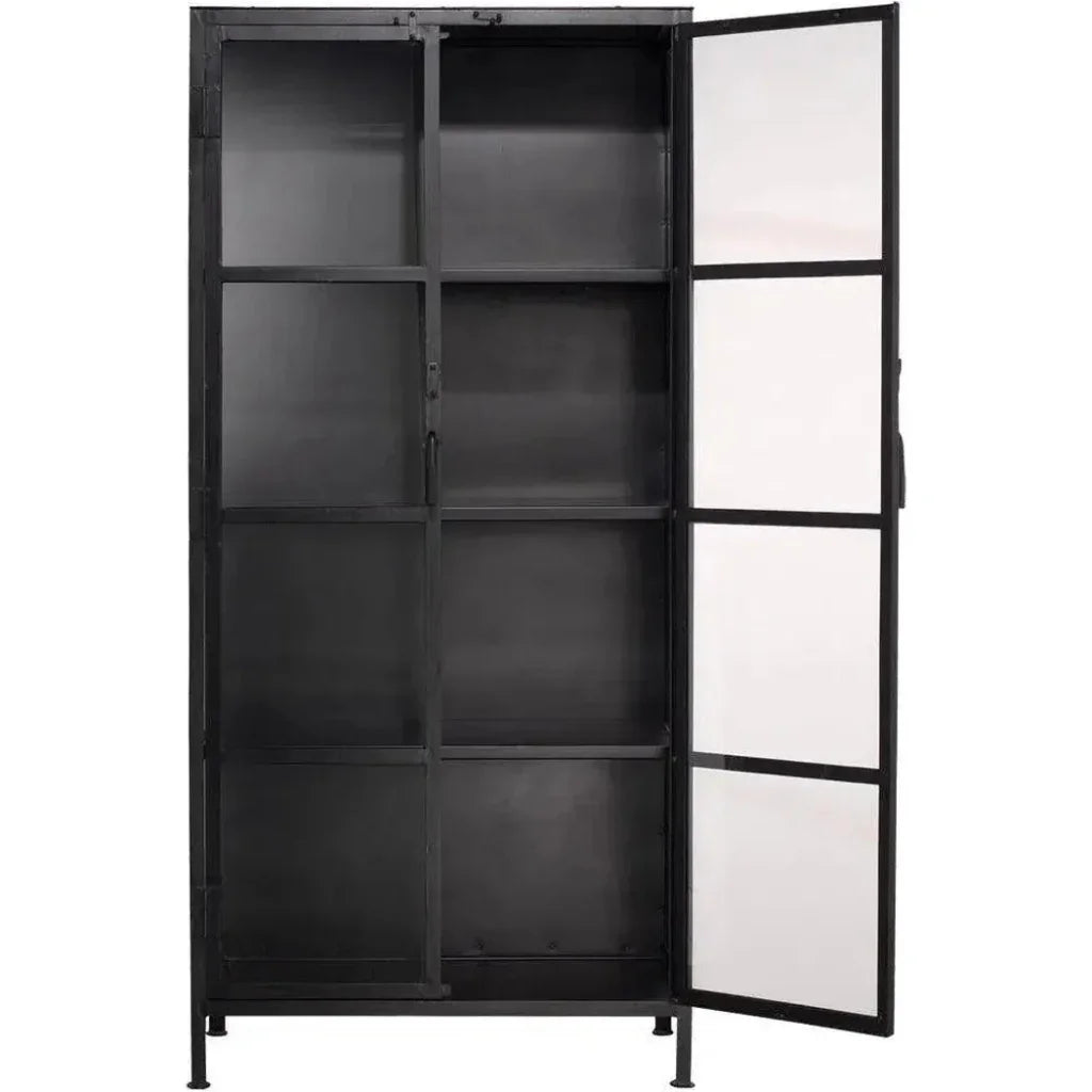 Black Metal Union Tall Black Curio Cabinet Glass Doors - LOOMLAN - Jamie Young - Bookcases