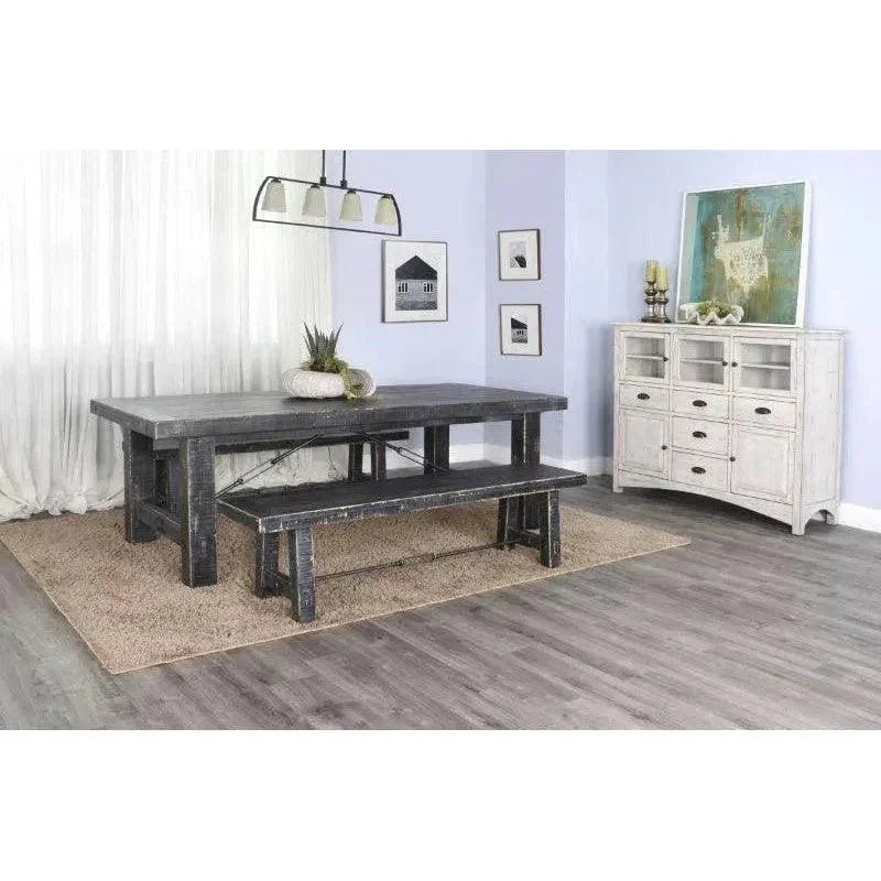 Black Sand Extension Table Black-Dining Tables-Sunny D-LOOMLAN