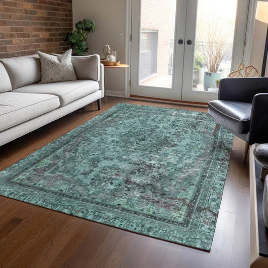 Blazura Teal Washable Indoor - Outdoor Rug - LOOMLAN - LOOMLAN Rugs - Outdoor Rugs