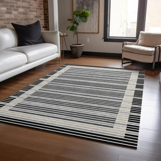 Blazyn Black Washable Indoor - Outdoor Rug - LOOMLAN - LOOMLAN Rugs - Outdoor Rugs