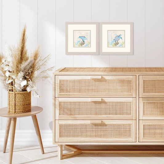 Blue Sea Turtle Blue Framed Wall Art 2PC