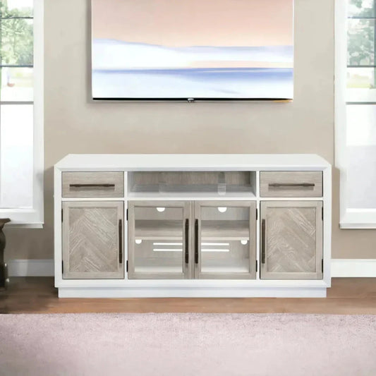 Boca Two Tone Wood TV Stand With Glass Doors - LOOMLAN - Panama Jack - TV Stands & Media Centers