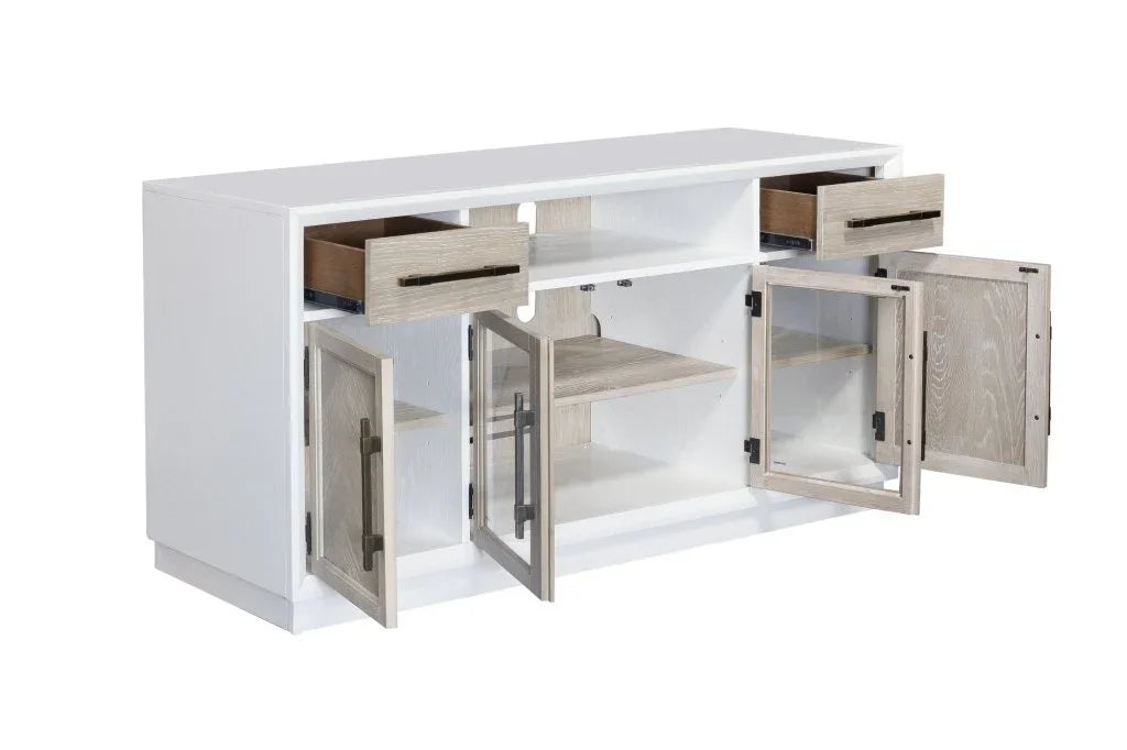 Boca Two Tone Wood TV Stand With Glass Doors - LOOMLAN - Panama Jack - TV Stands & Media Centers