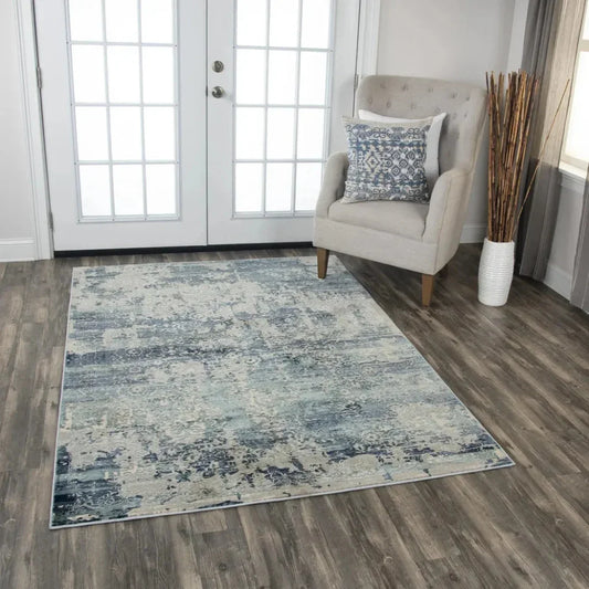Boul Abstract Blue Kitchen Hallway Runner Rug - LOOMLAN - LOOMLAN - Area Rugs
