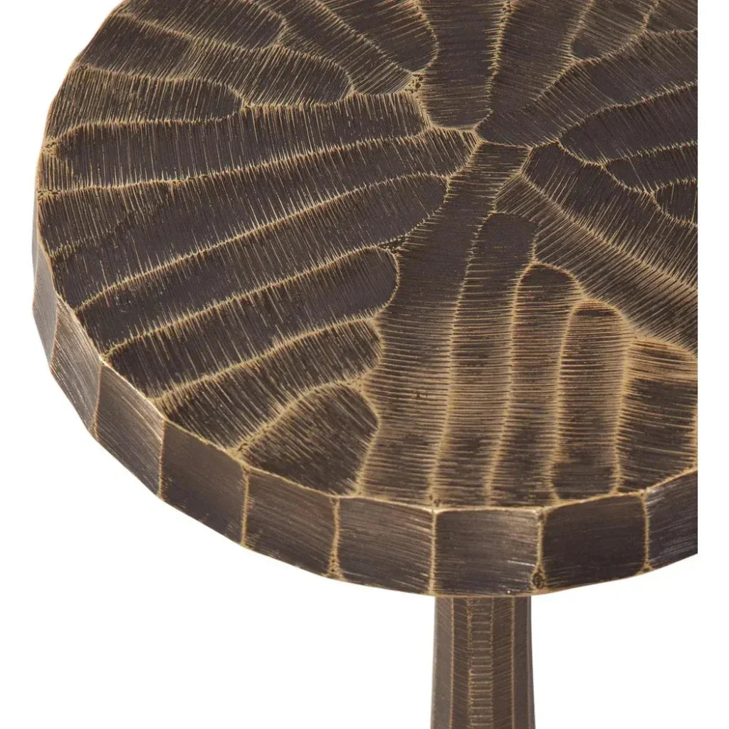 Bowman Cast Aluminum Brown Round Accent Table - LOOMLAN - Bassett Mirror - Side Tables