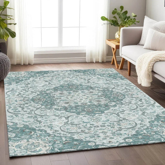Braeor Teal Washable Indoor - Outdoor Rug - LOOMLAN - LOOMLAN Rugs - Outdoor Rugs
