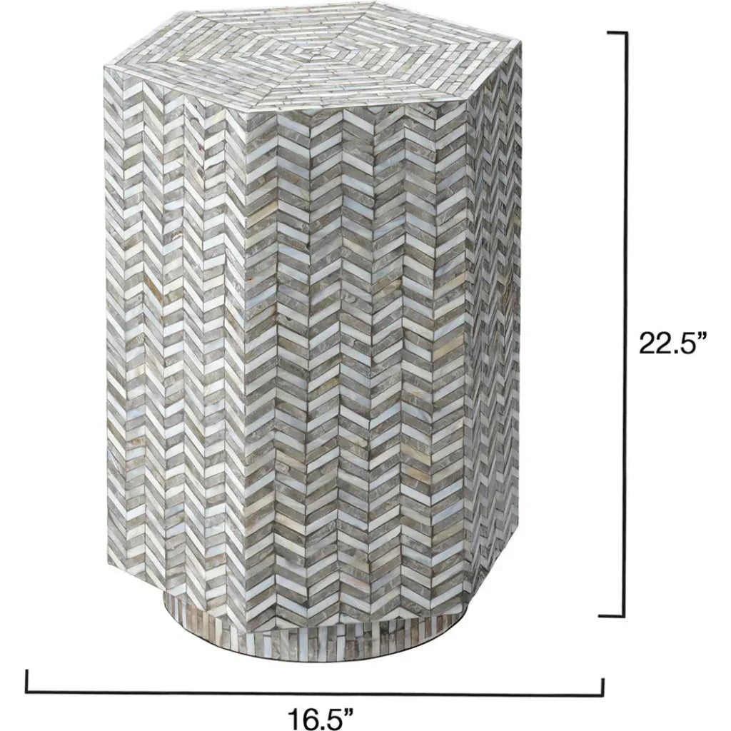 Brando Hexagon Side Table Mother of Pearl - LOOMLAN - Jamie Young - Side Tables